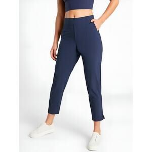 Athleta Brooklyn Mid Rise Pull On Ankle Pants Navy Blue Size 12